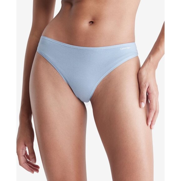 Calvin Klein Women's Cotton Form Thong Underwear QD3643, Blue, Size L, NWT - Picture 1 of 3
